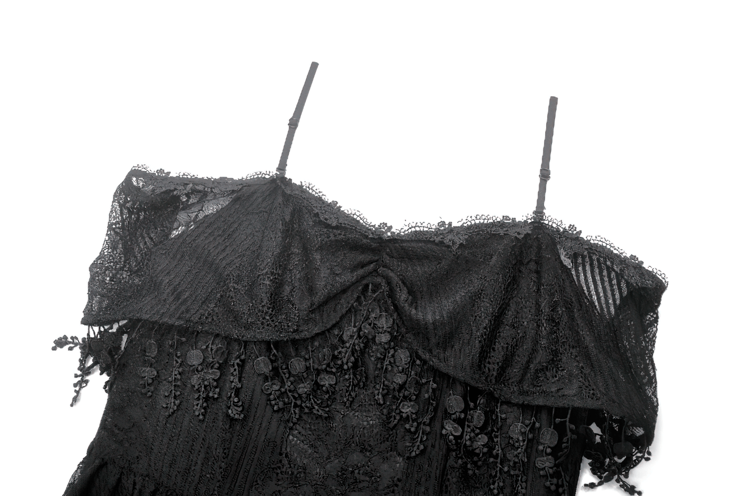 Chic Lace Off-Shoulder Dress with Corset and Ruffle Details featuring elegant lace and delicate ruffles.