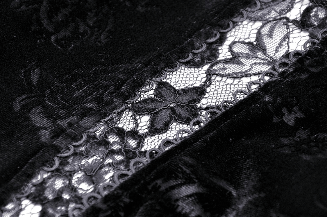 Elegant black lace fabric showcasing intricate floral patterns and delicate detailing for a chic off-the-shoulder top.