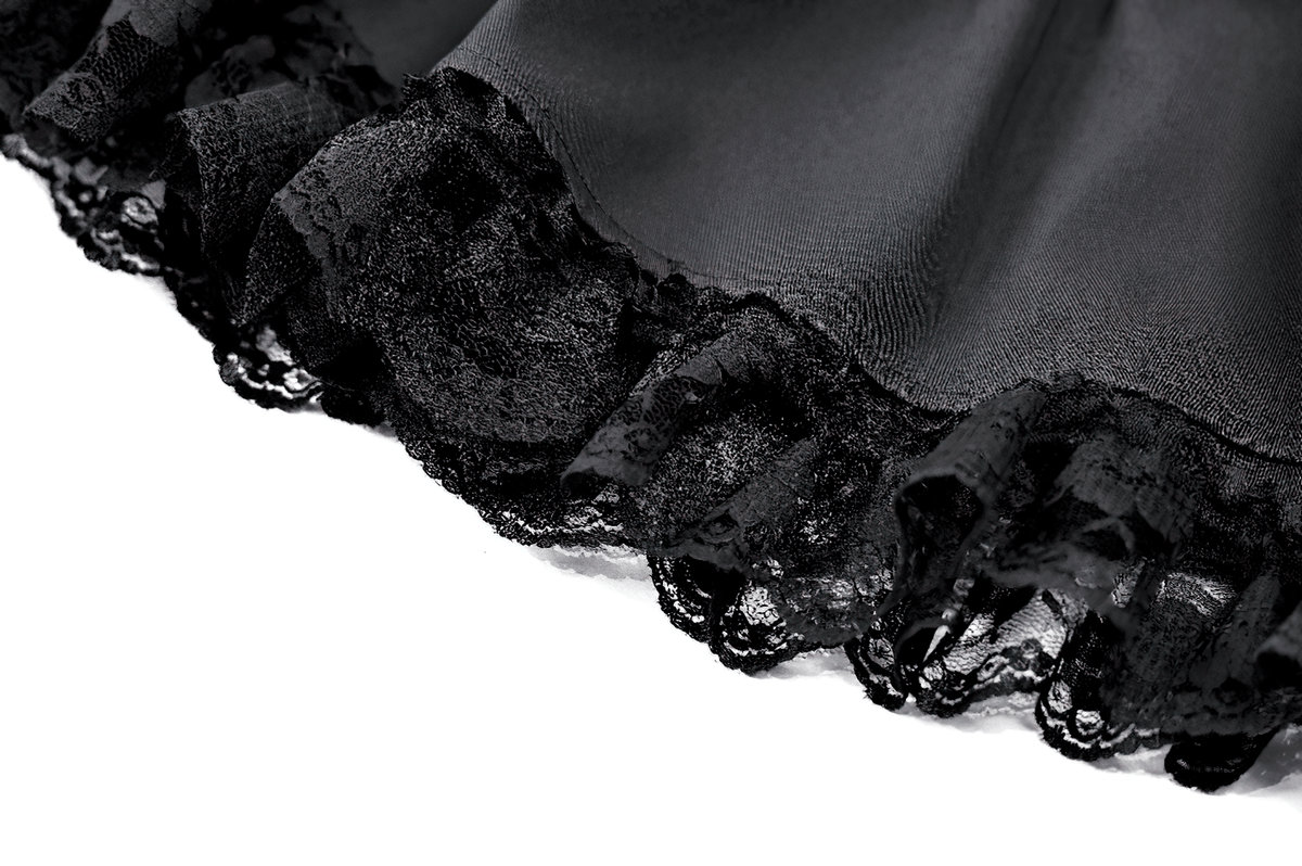 Chic Lace Ruffle Mini Skirt with Creepy Doll Accent