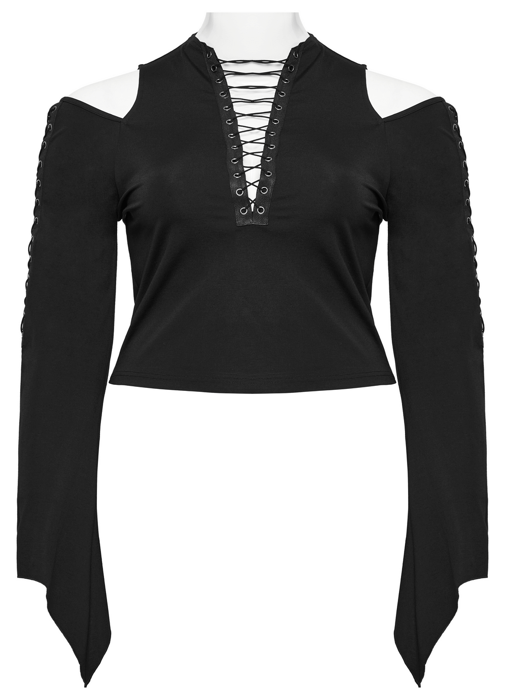 Chic Lace-Up V-Neck Bell Sleeves Top for Women