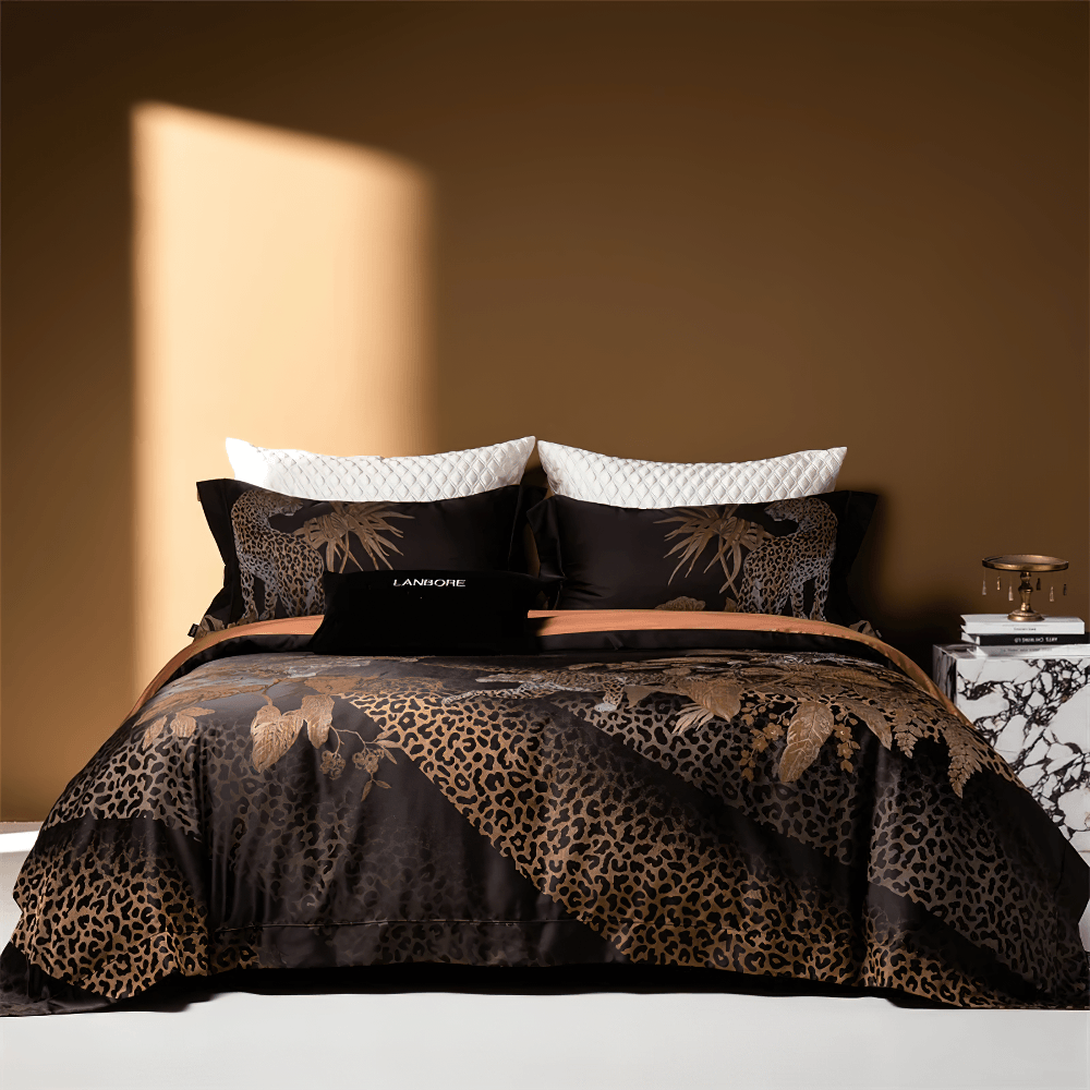 Chic Leopard Jacquard Egyptian Cotton Bedding Set