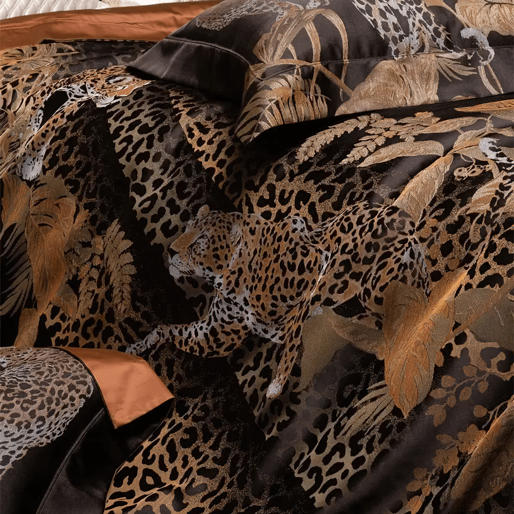Chic Leopard Jacquard Egyptian Cotton Bedding Set