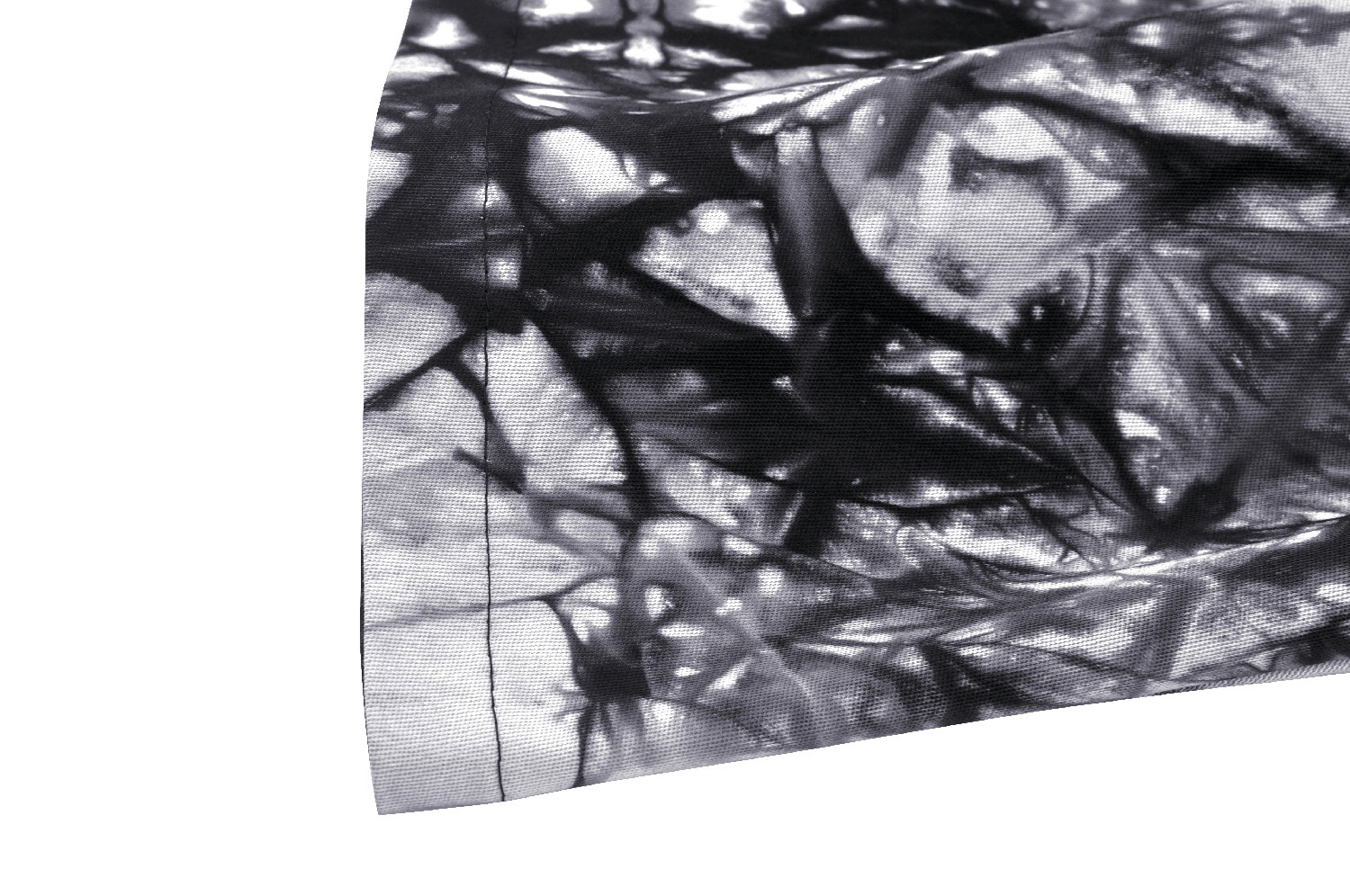 Chic marble print skirt detail showcasing trendy grey and black design for effortless elegance.