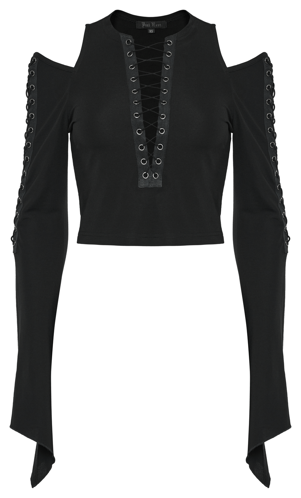 Chic Off Shoulder Goth Top with Lace-Up Detailing - HARD'N'HEAVY