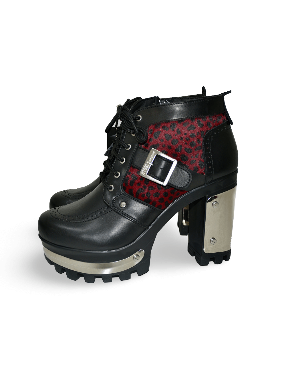 Chic Punk Booties with metal details on Platforms and Heel