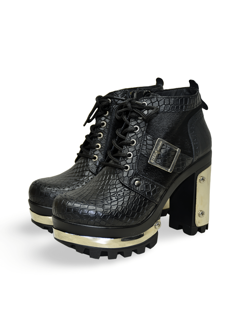 Chic Punk Booties with metal details on Platforms and Heel