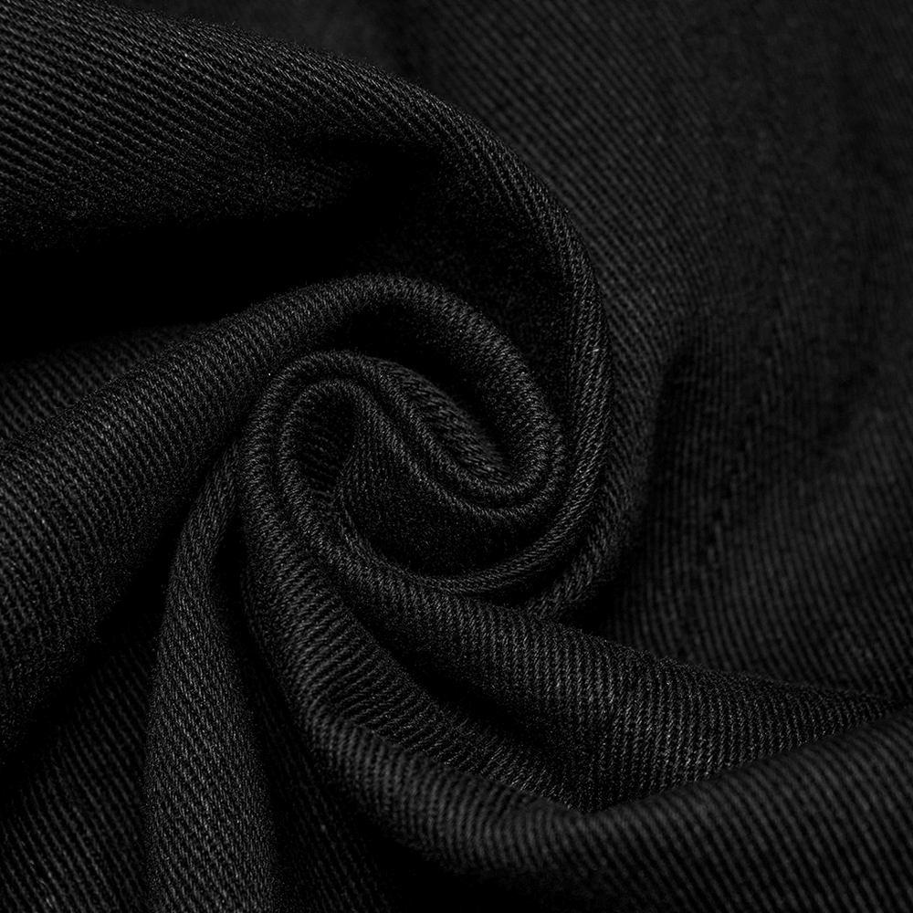 Close-up of soft black fabric showing texture, perfect for stylish punk-inspired vests.