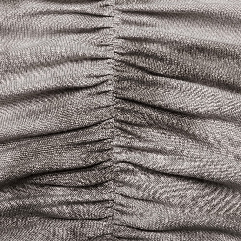 Close-up of soft, ruched fabric highlighting texture of the chic punk tie dye drawstring dress.