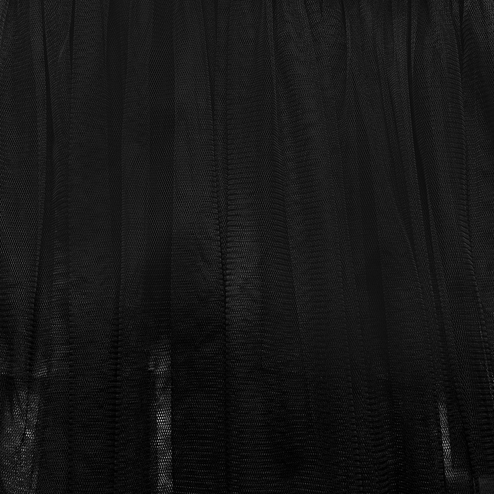 Dramatic black mesh fabric with rich layers for a chic punk-inspired half skirt.