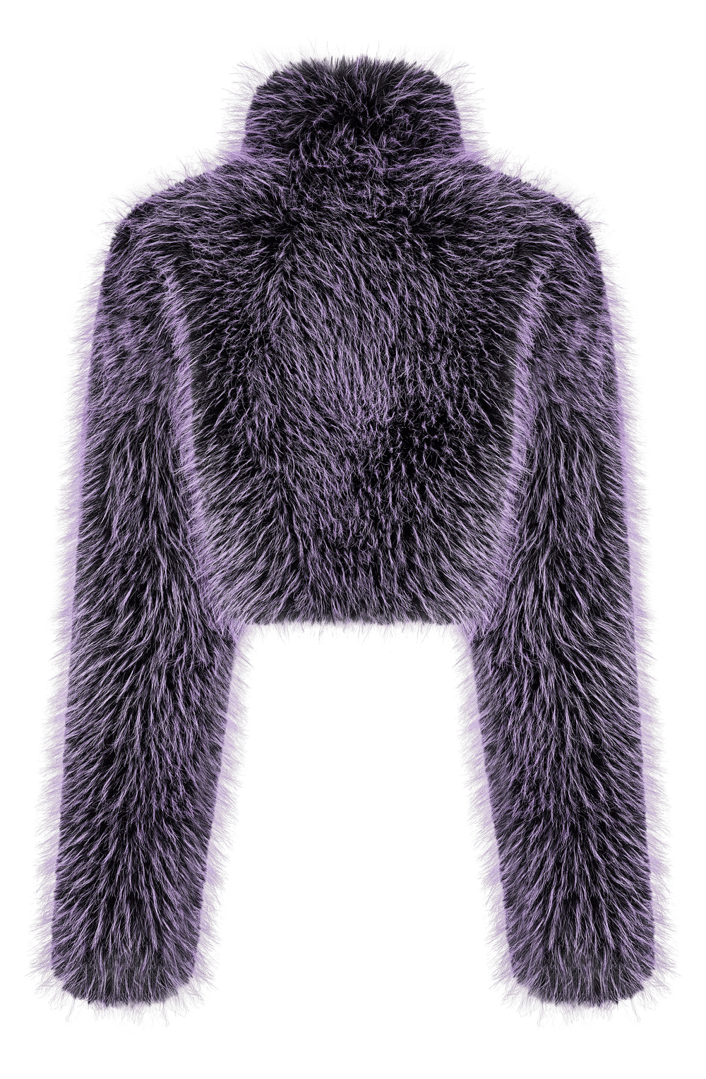 Chic purple shaggy crop jacket with a stylish faux wool texture, perfect for edgy streetwear fashion.