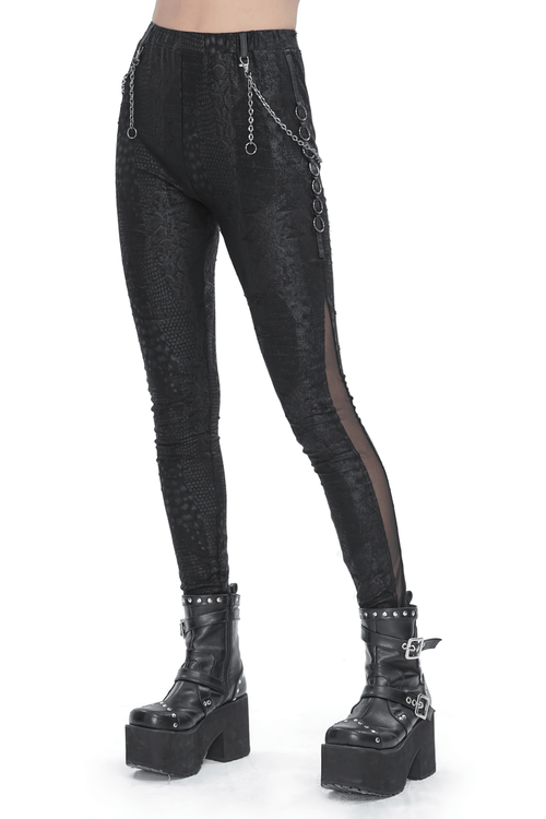 Legging skinny chic imprimé reptile avec chaîne pour femme