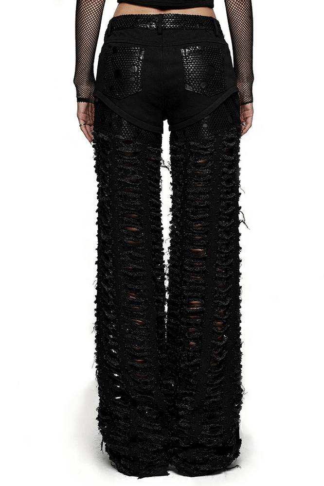 Chic Ripped Decadent Mesh Goth Trousers Women - HARD'N'HEAVY