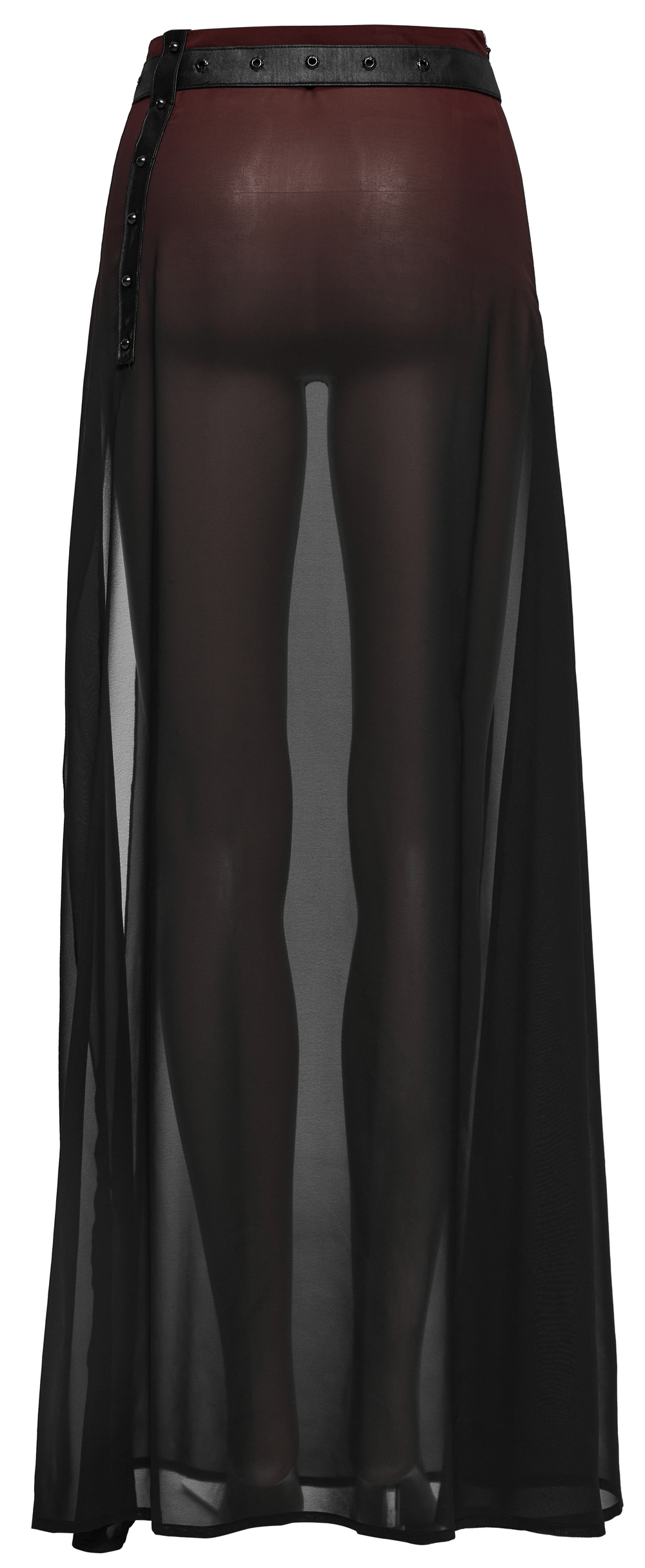 Chic Sheer Maxi A-Line Skirt With High Slit and Belt