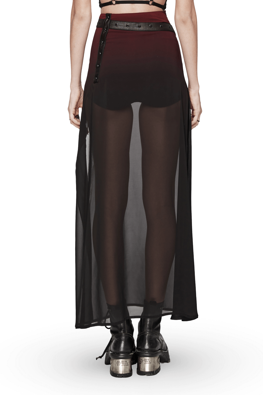 Chic Sheer Maxi A-Line Skirt With High Slit and Belt