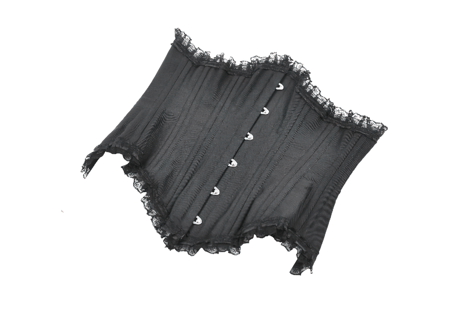 Chic Underbust Corset Waist Cincher with Lace-Up Front featuring lace trim and busk closure.