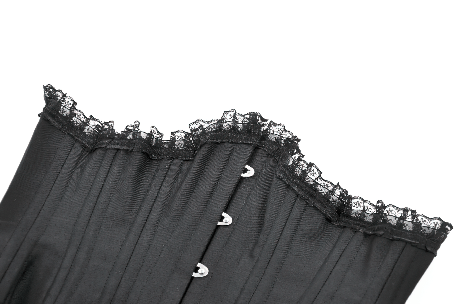 Chic Underbust Corset Waist Cincher with Lace-Up Front featuring elegant black lace trim and front busk closure.