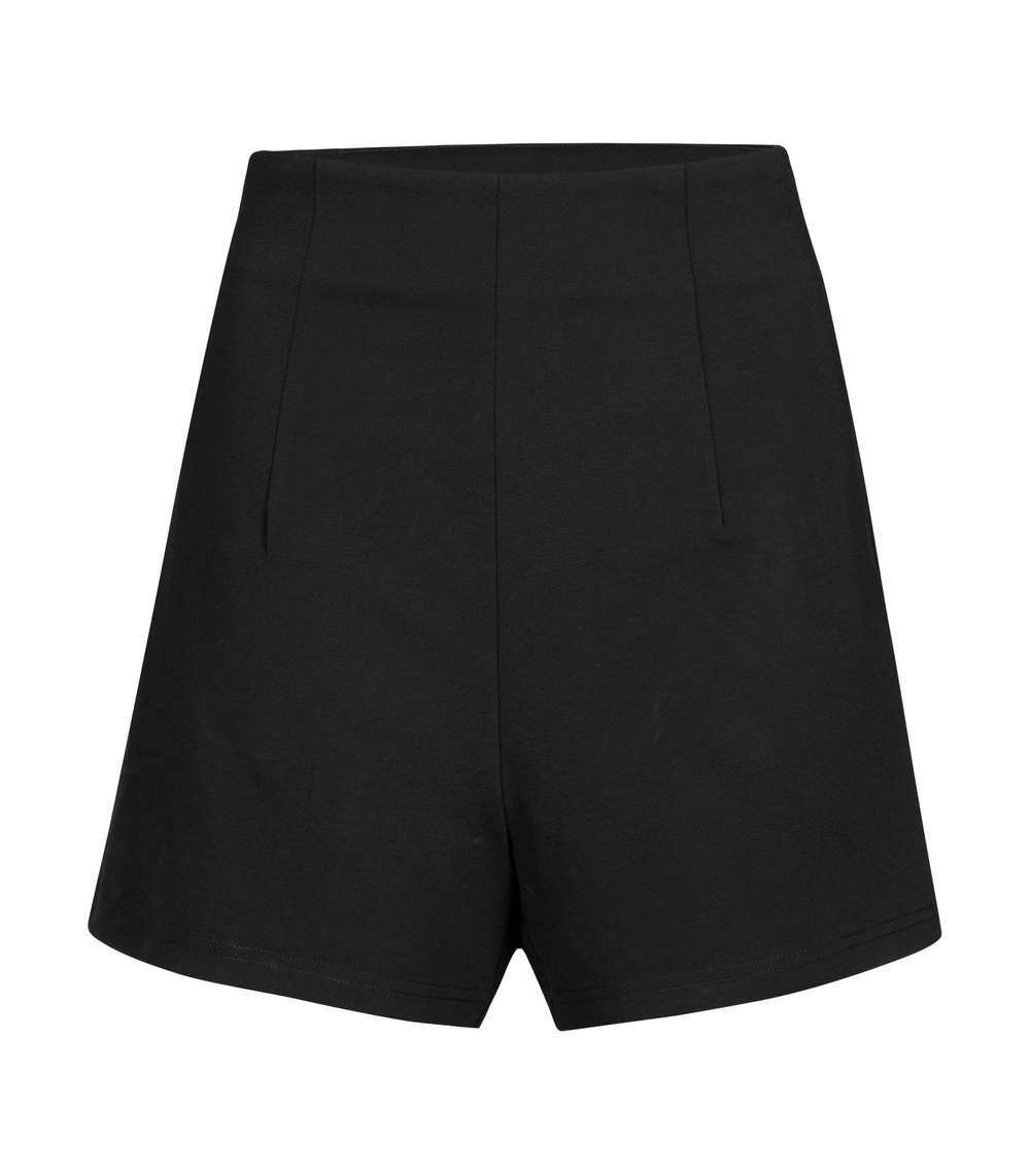 Classic black shorts with flattering high waist and tailored design for a sleek summer look.