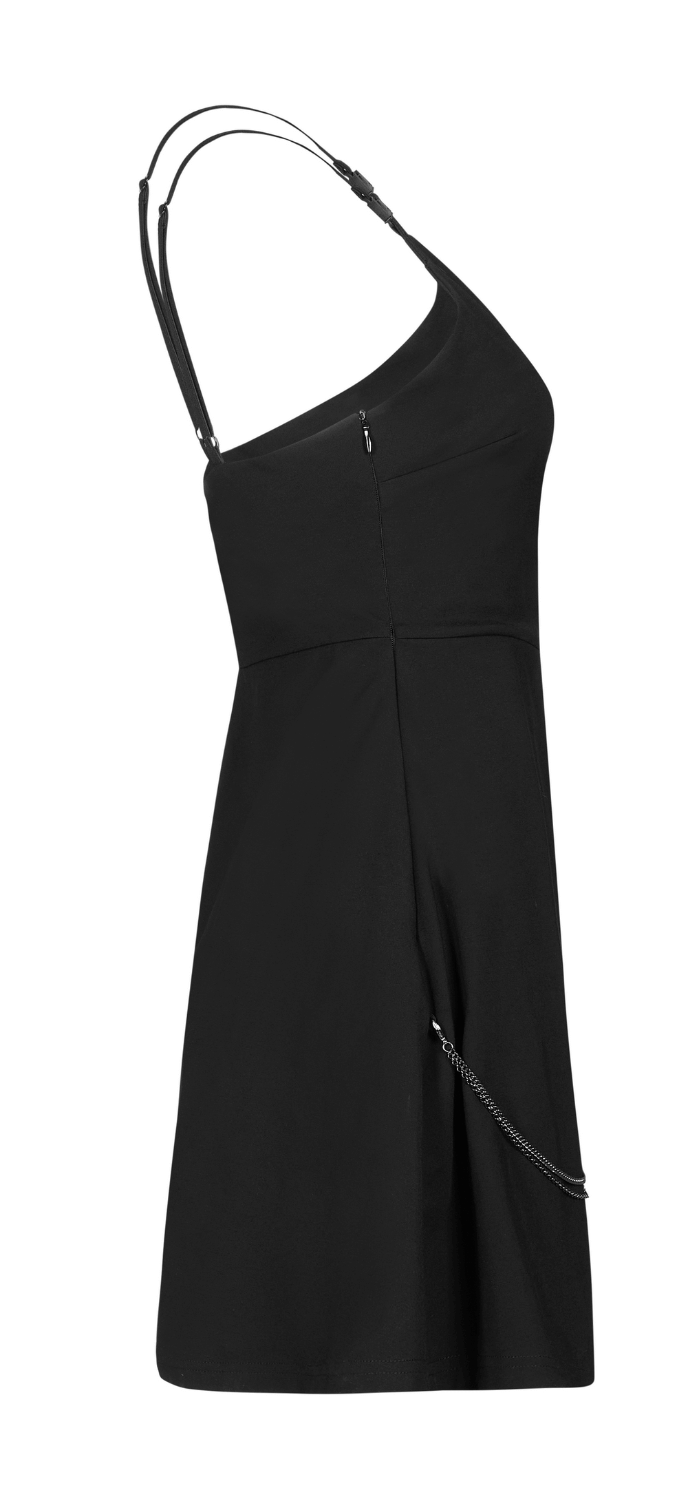 Chic V-Neck Dress with Detachable Chain Accent