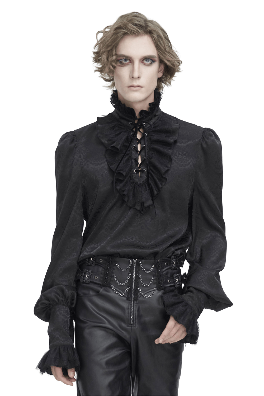 Chic Victorian Black Lace Shirt with Tassel Sleeves