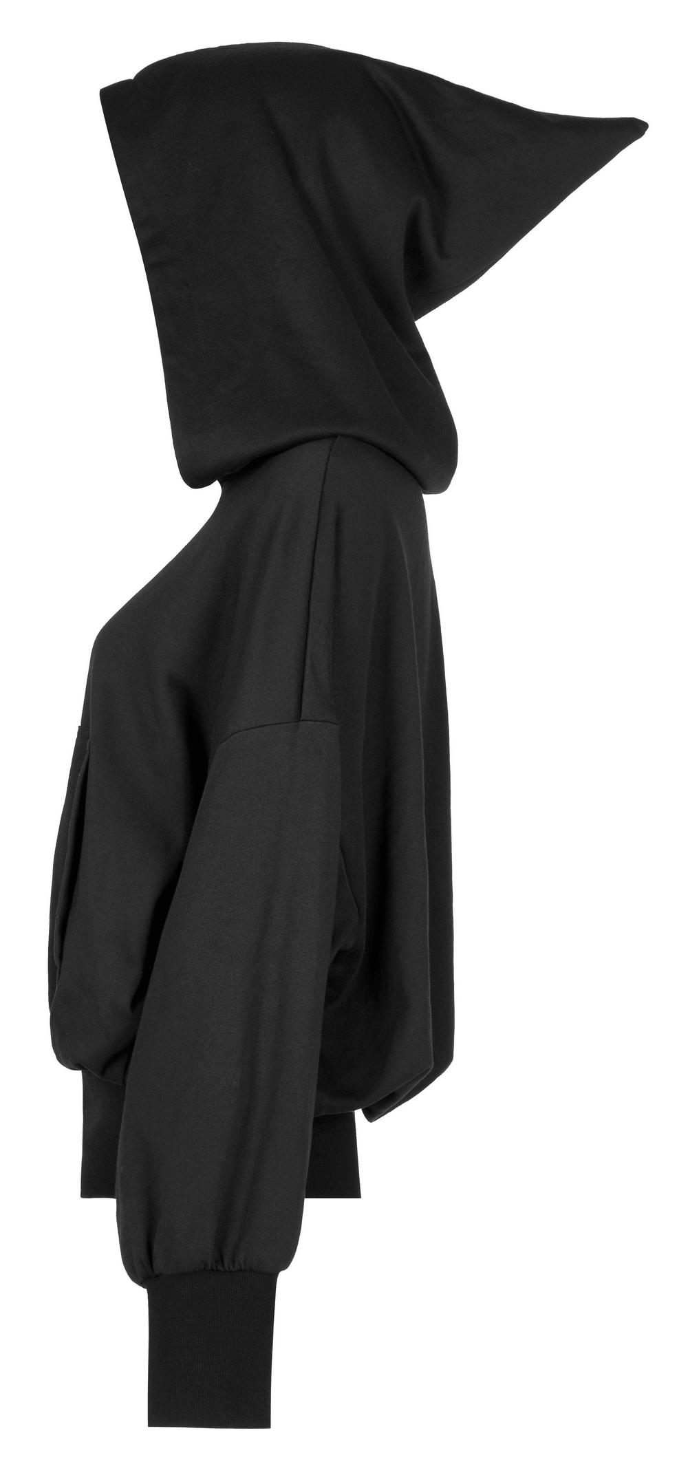 Chic Witchy Hat Print Gathered-Hem Gothic Hoodie - HARD'N'HEAVY