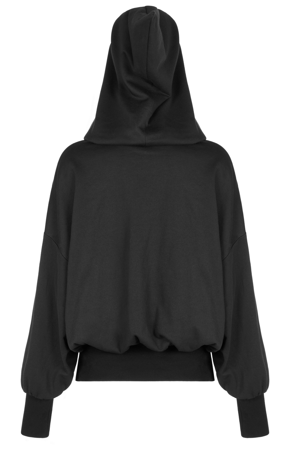 Chic Witchy Hat Print Gathered-Hem Gothic Hoodie - HARD'N'HEAVY