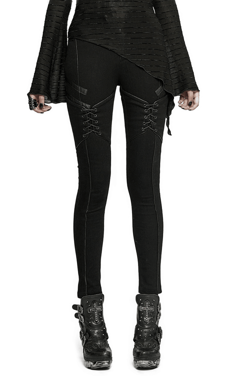 Schicke Damen-Schnür-Röhrenjeans im Gothic-Stil