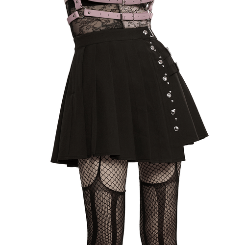 Schicker Damen-Punk-Plissee-Minirock mit Nieten