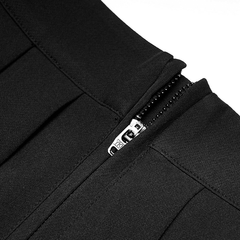Close-up of invisible side zipper on Chic Women's Punk Pleated Mini Skirt, showcasing functionality and style.