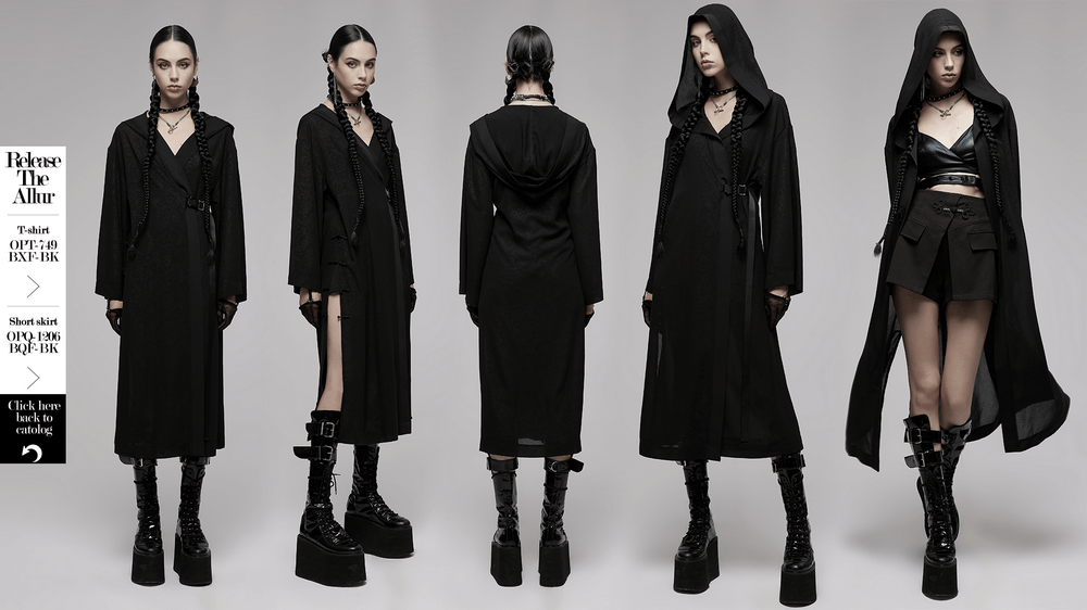 Chiffon Gothic Long Coat with Dark Pattern Detail - HARD'N'HEAVY