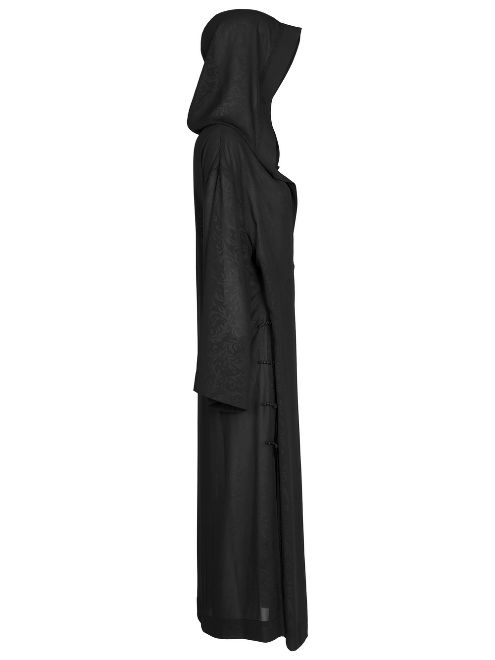 Chiffon Gothic Long Coat with Dark Pattern Detail - HARD'N'HEAVY