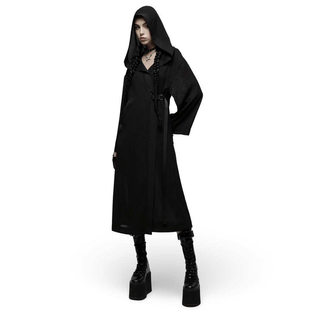 Chiffon Gothic Long Coat with Dark Pattern Detail - HARD'N'HEAVY