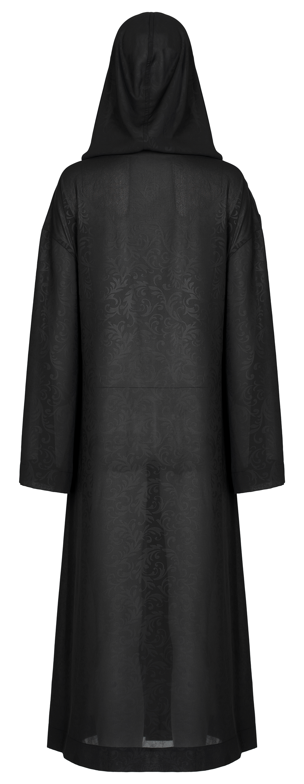 Chiffon Gothic Long Coat with Dark Pattern Detail - HARD'N'HEAVY