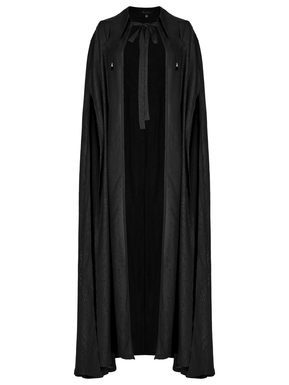 Chiffon printed goth lapel cloak featuring crystal pendant and lace details, perfect for enchanting gothic fashion.