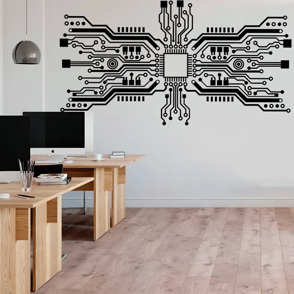 Circuit Board Chip Wall Sticker for Tech Office Decor