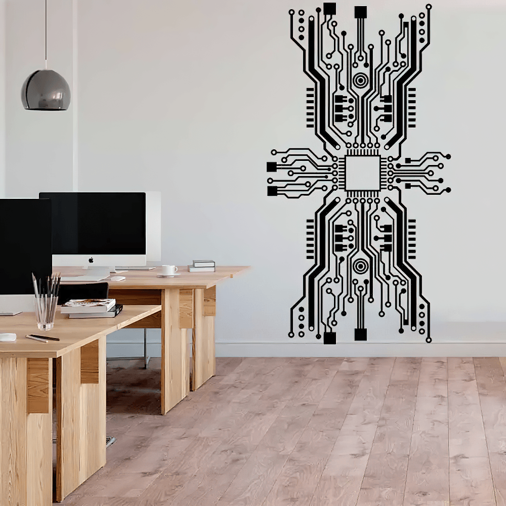 Circuit Board Chip Wall Sticker for Tech Office Decor