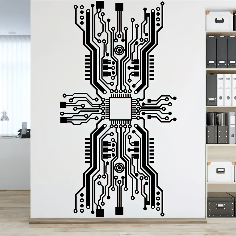 Circuit Board Chip Wall Sticker for Tech Office Decor