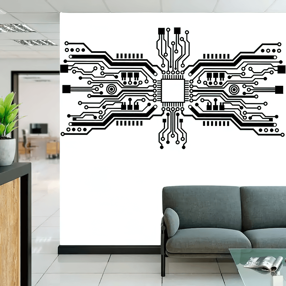 Circuit Board Chip Wall Sticker for Tech Office Decor