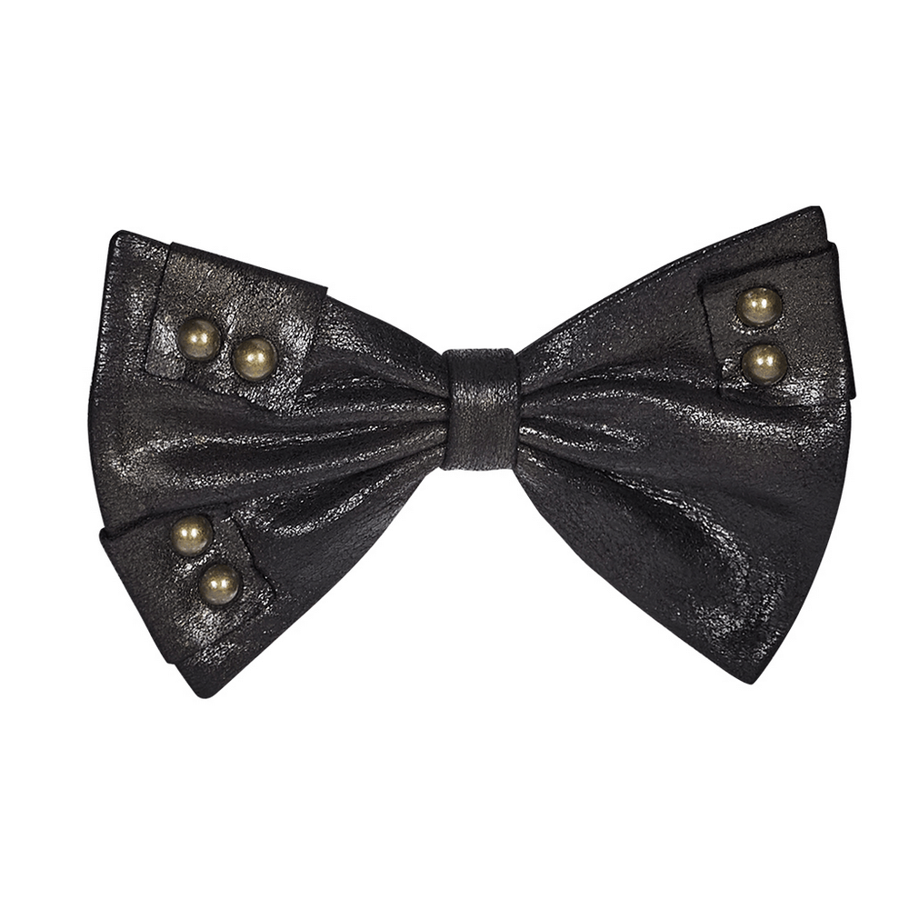 Coated PU Leather Bow Tie with Inkjet Metal Effect