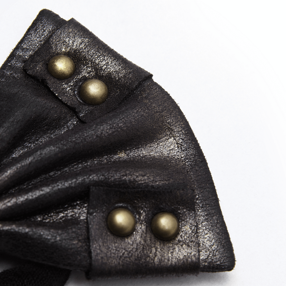 Coated PU Leather Bow Tie with Inkjet Metal Effect