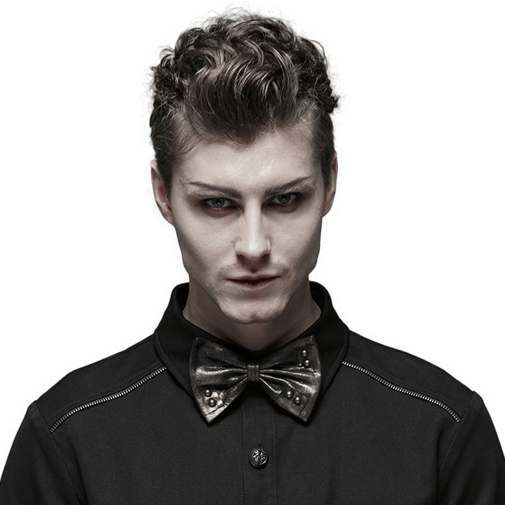 Coated PU Leather Bow Tie with Inkjet Metal Effect