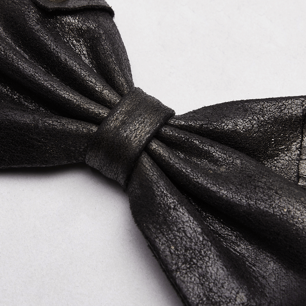 Coated PU Leather Bow Tie with Inkjet Metal Effect
