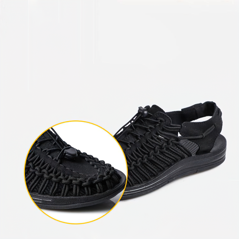 Comfortable Summer Genuine Leather Sandals for Men / Cool Elastic Handmade Shoes - HARD'N'HEAVY