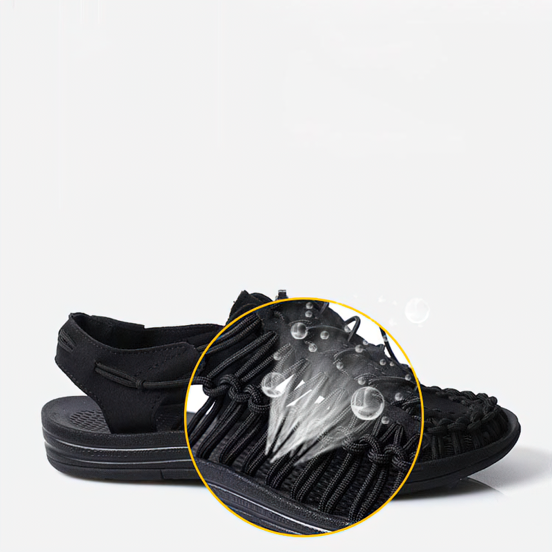 Comfortable Summer Genuine Leather Sandals for Men / Cool Elastic Handmade Shoes - HARD'N'HEAVY