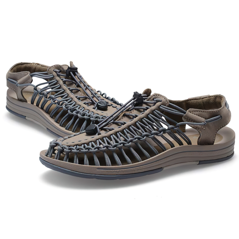 Comfortable Summer Genuine Leather Sandals for Men / Cool Elastic Handmade Shoes - HARD'N'HEAVY