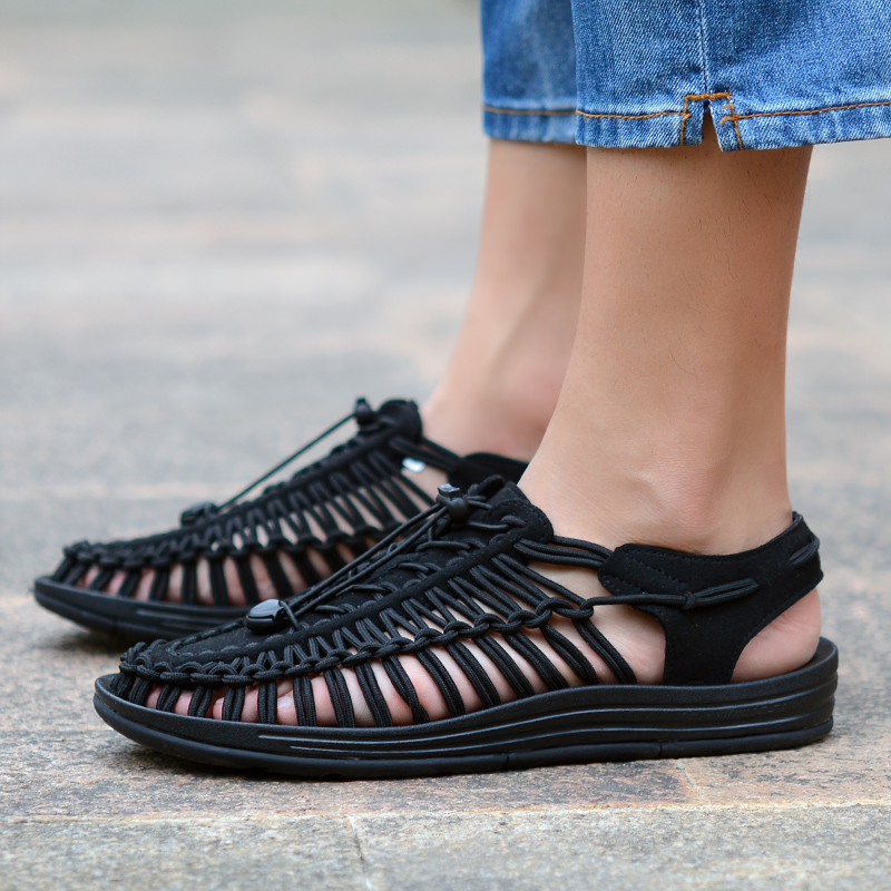 Comfortable Summer Genuine Leather Sandals for Men / Cool Elastic Handmade Shoes - HARD'N'HEAVY