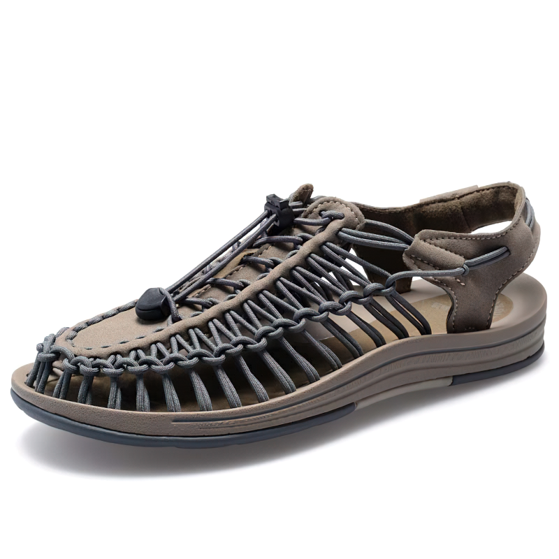 Comfortable Summer Genuine Leather Sandals for Men / Cool Elastic Handmade Shoes - HARD'N'HEAVY