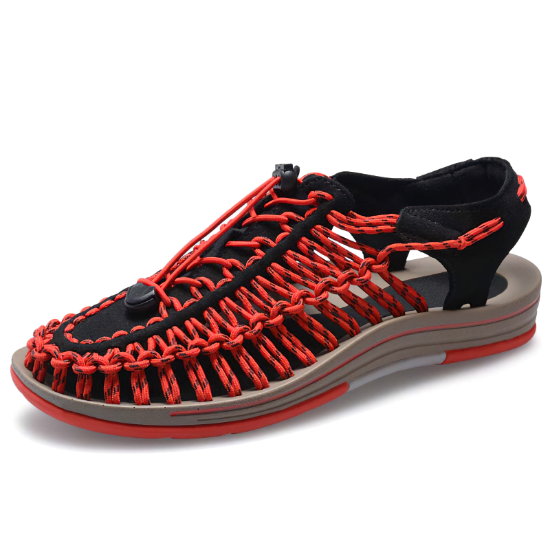 Comfortable Summer Genuine Leather Sandals for Men / Cool Elastic Handmade Shoes - HARD'N'HEAVY