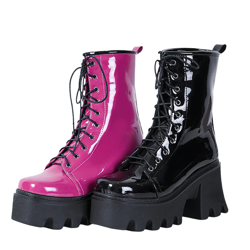 Cool Street Gothic Boots Of Lace Up For Women / Casual Footwear Of Platform And Thick Heel - HARD'N'HEAVY
