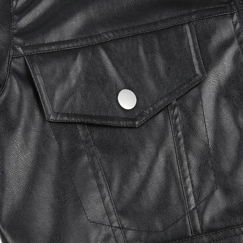 Cool Turn Down Collar PU Leather Cropped Jacket / Fashion Zipper Loose Female Jackets - HARD'N'HEAVY
