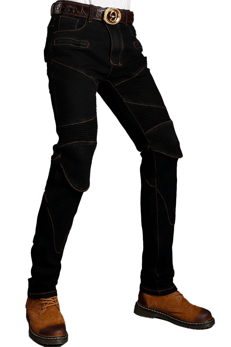 Men's cool vintage motorcycle protective pants in black, designed for bikers with a stylish fit and protective inserts.